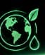 Ícono de planeta Tierra con una hoja y una gota de agua